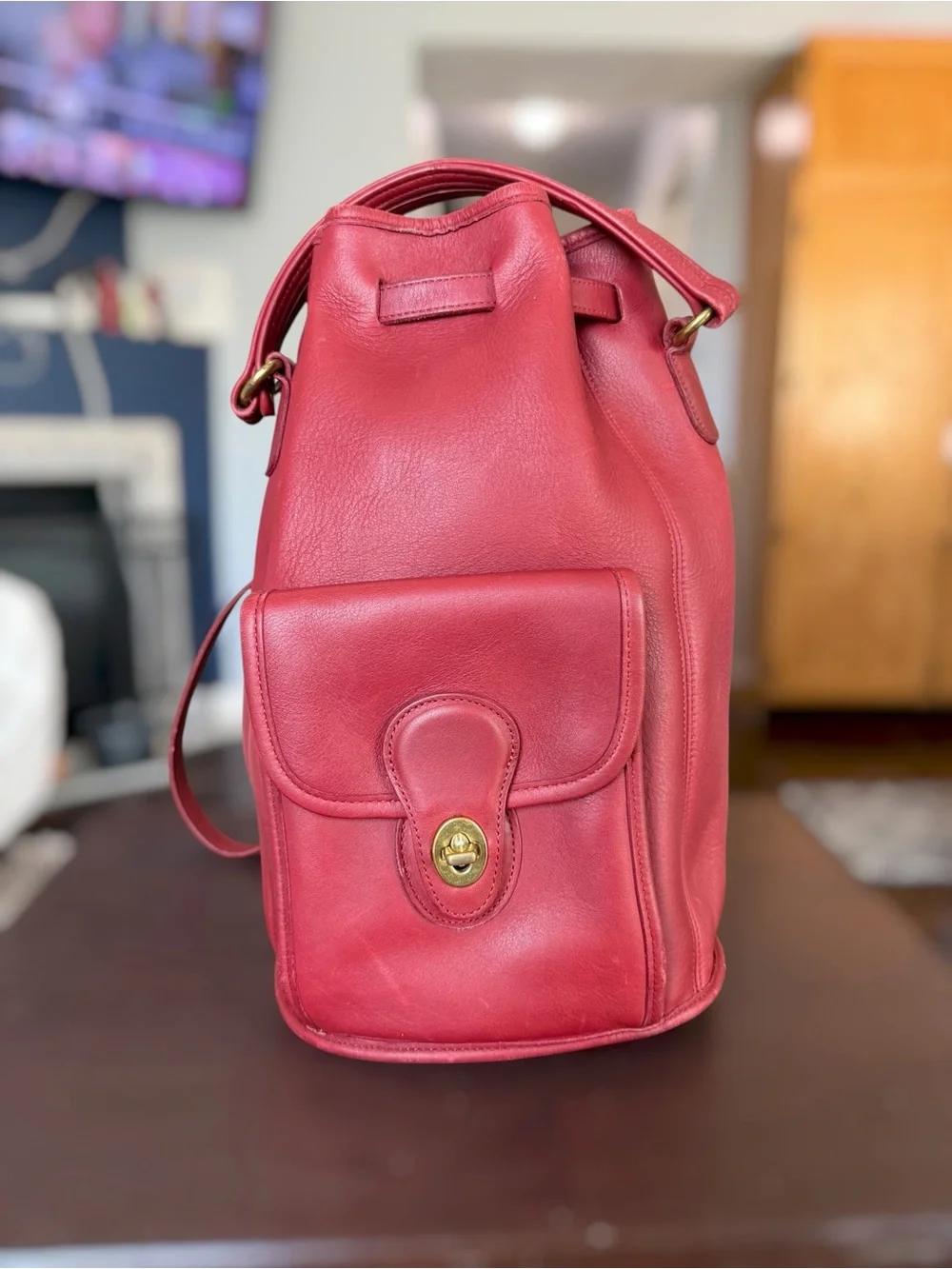 Vintage Coach 9992 Red Leather Handle Backpack Sling USA